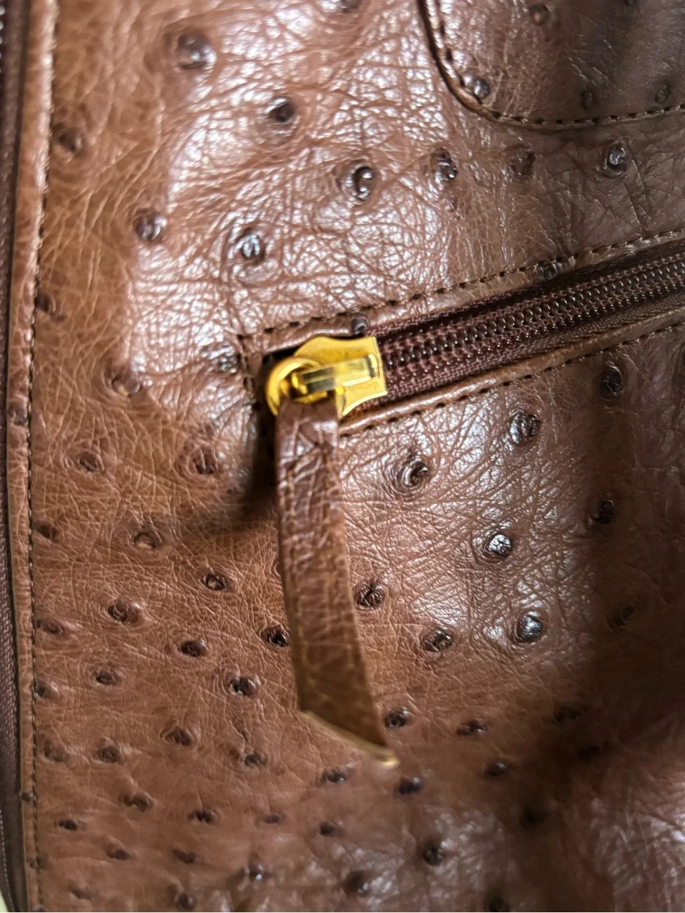 Brown Ostrich Leather mini backpack - Picture 7 of 9